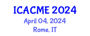 International Conference on Advanced Composites and Materials Engineering (ICACME) April 04, 2024 - Rome, Italy