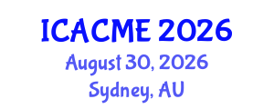 International Conference on Advanced Composites and Materials Engineering (ICACME) August 30, 2026 - Sydney, Australia