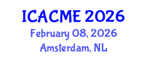 International Conference on Advanced Composites and Materials Engineering (ICACME) February 08, 2026 - Amsterdam, Netherlands