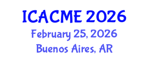 International Conference on Advanced Composites and Materials Engineering (ICACME) February 25, 2026 - Buenos Aires, Argentina