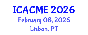International Conference on Advanced Composites and Materials Engineering (ICACME) February 08, 2026 - Lisbon, Portugal