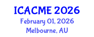 International Conference on Advanced Composites and Materials Engineering (ICACME) February 01, 2026 - Melbourne, Australia