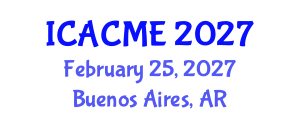 International Conference on Advanced Composites and Materials Engineering (ICACME) February 25, 2027 - Buenos Aires, Argentina International Conference on Advanced Composites and Materials Engineering (ICACME) February 25, 2027 - Buenos Aires, Argentina