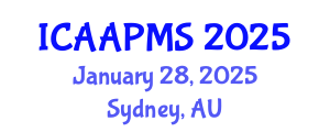 International Conference on Advances in Applied Physics and Materials Science (ICAAPMS) January 28, 2025 - Sydney, Australia