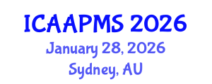 International Conference on Advances in Applied Physics and Materials Science (ICAAPMS) January 28, 2026 - Sydney, Australia