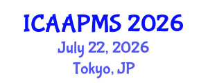 International Conference on Advances in Applied Physics and Materials Science (ICAAPMS) July 22, 2026 - Tokyo, Japan