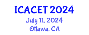 International Conference on Advances in Computer Engineering and Technology (ICACET) July 11, 2024 - Ottawa, Canada
