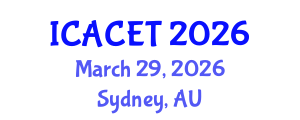 International Conference on Advances in Computer Engineering and Technology (ICACET) March 29, 2026 - Sydney, Australia