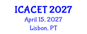 International Conference on Advances in Computer Engineering and Technology (ICACET) April 15, 2027 - Lisbon, Portugal International Conference on Advances in Computer Engineering and Technology (ICACET) April 15, 2027 - Lisbon, Portugal