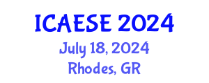 International Conference on Advances in Energy Systems Engineering (ICAESE) July 18, 2024 - Rhodes, Greece