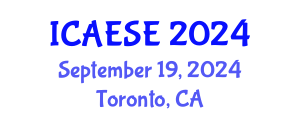 International Conference on Advances in Energy Systems Engineering (ICAESE) September 19, 2024 - Toronto, Canada