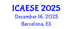 International Conference on Advances in Energy Systems Engineering (ICAESE) December 16, 2025 - Barcelona, Spain