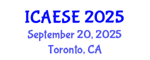 International Conference on Advances in Energy Systems Engineering (ICAESE) September 20, 2025 - Toronto, Canada