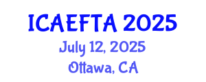 International Conference on Advances in Environment-Friendly Technologies and Applications (ICAEFTA) July 12, 2025 - Ottawa, Canada