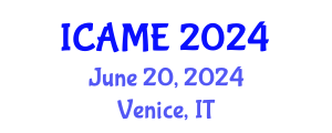 International Conference on Advances in Mathematical Education (ICAME) June 20, 2024 - Venice, Italy