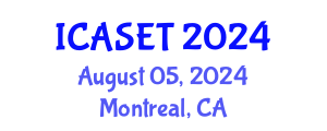 International Conference on Advances in Science, Engineering and Technology (ICASET) August 05, 2024 - Montreal, Canada