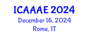International Conference on Aeronautical and Aerospace Engineering (ICAAAE) December 16, 2024 - Rome, Italy