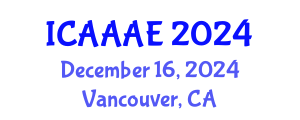 International Conference on Aeronautical and Aerospace Engineering (ICAAAE) December 16, 2024 - Vancouver, Canada