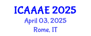 International Conference on Aeronautical and Aerospace Engineering (ICAAAE) April 03, 2025 - Rome, Italy