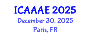International Conference on Aeronautical and Aerospace Engineering (ICAAAE) December 30, 2025 - Paris, France