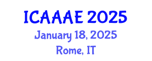 International Conference on Aeronautical and Aerospace Engineering (ICAAAE) January 18, 2025 - Rome, Italy