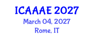 International Conference on Aeronautical and Aerospace Engineering (ICAAAE) March 04, 2027 - Rome, Italy