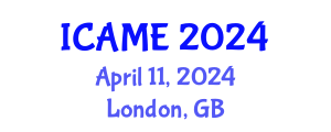 International Conference on Aeronautical and Mechanical Engineering (ICAME) April 11, 2024 - London, United Kingdom