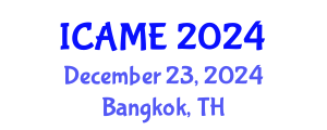 International Conference on Aeronautical and Mechanical Engineering (ICAME) December 23, 2024 - Bangkok, Thailand