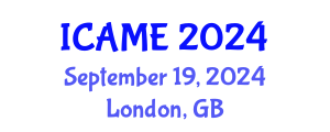 International Conference on Aeronautical and Mechanical Engineering (ICAME) September 19, 2024 - London, United Kingdom