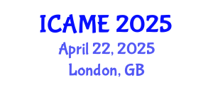International Conference on Aeronautical and Mechanical Engineering (ICAME) April 22, 2025 - London, United Kingdom