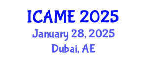 International Conference on Aeronautical and Mechanical Engineering (ICAME) January 28, 2025 - Dubai, United Arab Emirates