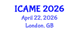 International Conference on Aeronautical and Mechanical Engineering (ICAME) April 22, 2026 - London, United Kingdom