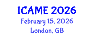 International Conference on Aeronautical and Mechanical Engineering (ICAME) February 15, 2026 - London, United Kingdom