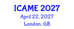 International Conference on Aeronautical and Mechanical Engineering (ICAME) April 22, 2027 - London, United Kingdom