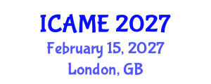 International Conference on Aeronautical and Mechanical Engineering (ICAME) February 15, 2027 - London, United Kingdom International Conference on Aeronautical and Mechanical Engineering (ICAME) February 15, 2027 - London, United Kingdom