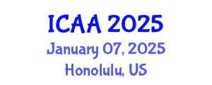 International Conference on Aeronautics and Aeroengineering (ICAA) January 07, 2025 - Honolulu, United States