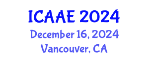 International Conference on Aerospace and Aviation Engineering (ICAAE) December 16, 2024 - Vancouver, Canada