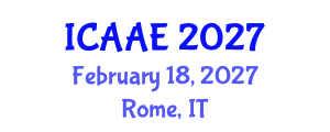 International Conference on Aerospace and Aviation Engineering (ICAAE) February 18, 2027 - Rome, Italy International Conference on Aerospace and Aviation Engineering (ICAAE) February 18, 2027 - Rome, Italy