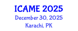 International Conference on Aerospace and Mechanical Engineering (ICAME) December 30, 2025 - Karachi, Pakistan