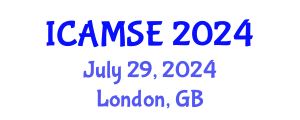 International Conference on Aerospace and Mechanical Systems Engineering (ICAMSE) July 29, 2024 - London, United Kingdom