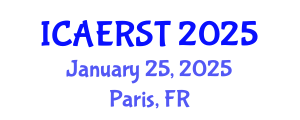International Conference on Aerospace Electronics and Remote Sensing Technology (ICAERST) January 25, 2025 - Paris, France