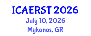 International Conference on Aerospace Electronics and Remote Sensing Technology (ICAERST) July 10, 2026 - Mykonos, Greece International Conference on Aerospace Electronics and Remote Sensing Technology (ICAERST) July 10, 2026 - Mykonos, Greece