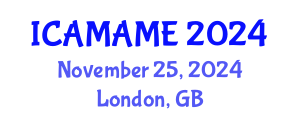 International Conference on Aerospace, Mechanical, Automotive and Materials Engineering (ICAMAME) November 25, 2024 - London, United Kingdom