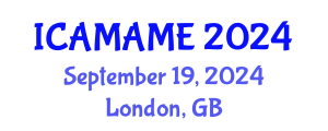 International Conference on Aerospace, Mechanical, Automotive and Materials Engineering (ICAMAME) September 19, 2024 - London, United Kingdom
