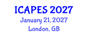 International Conference on Aerospace, Propulsion and Energy Sciences (ICAPES) January 21, 2027 - London, United Kingdom International Conference on Aerospace, Propulsion and Energy Sciences (ICAPES) January 21, 2027 - London, United Kingdom
