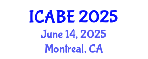 International Conference on Agricultural and Biosystems Engineering (ICABE) June 14, 2025 - Montreal, Canada