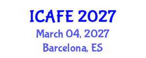 International Conference on Agricultural and Food Engineering (ICAFE) March 04, 2027 - Barcelona, Spain International Conference on Agricultural and Food Engineering (ICAFE) March 04, 2027 - Barcelona, Spain