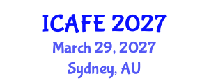 International Conference on Agricultural and Food Engineering (ICAFE) March 29, 2027 - Sydney, Australia International Conference on Agricultural and Food Engineering (ICAFE) March 29, 2027 - Sydney, Australia