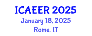 International Conference on Agricultural Economics and Environmental Research (ICAEER) January 18, 2025 - Rome, Italy