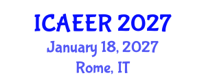 International Conference on Agricultural Economics and Environmental Research (ICAEER) January 18, 2027 - Rome, Italy International Conference on Agricultural Economics and Environmental Research (ICAEER) January 18, 2027 - Rome, Italy